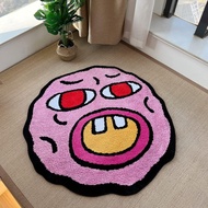 LAKEA Tufted Carpet Cherry Bomb Rug Pink Room Decor Kawaii Rug Small Rugs for Bedroom Cartoon Circle