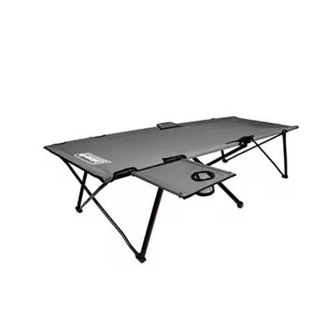 Pack-Away Big 'n Tall Camping Cot with Removable Side Table Extra Wide Cot Fits Adults up to 6ft 6in