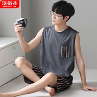 Modal Pajamas Men's Summer Summer Sleeveless Thin Vest Shorts Loose Cool Large Size Home Clothes Set