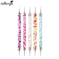 Monja 5 Pcs End Art Rhinestones Beads Picking Drawing Brush Sequins Handle Painting Carving Manicure Dotting Tools