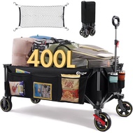 51.2" Long Wagons Carts Foldable With Brakes Large Foldable Wagon With Cargo Net Side Pocket Cup Hol