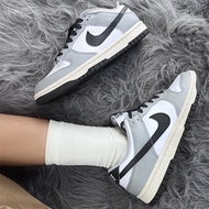 Nike DUNK LOW100%Original Women's Cricket Shoes Grey White Panel Leather Handsome Street Style Sneak