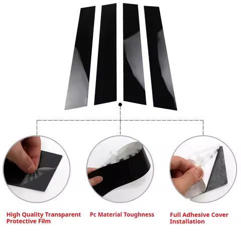 Glossy Piano Black Car Door Window Center Middle Column B C Pillar Post Mirror Effect For Honda Free