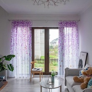 Floral Sheer Curtains Rod Pocket Voile Sheer Drapes for Bedroom Floral Blossom Print Window Curtain