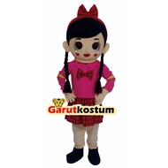 Kostum maskot badut princess lol pink dan rok kotak merah setelan lucu