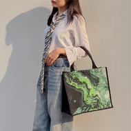 PASAYA Woven Art Bag x ROCK & FLOWER - R&F EMERALD Size M (33x31x15 cm.)