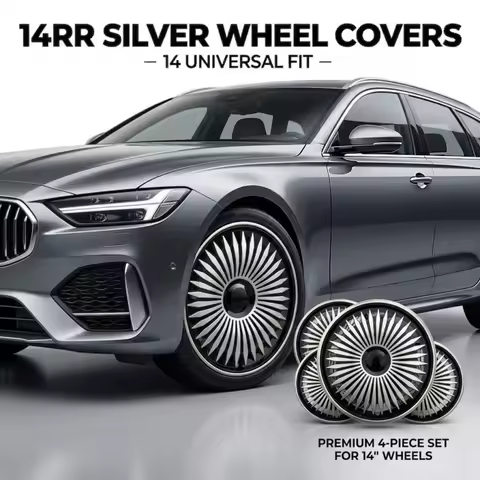 4PCS 14 Inch Universal Car Wheel Covers Hubcaps Silver Multi Spoke R14 Auto Rim Protective Cover Tyr