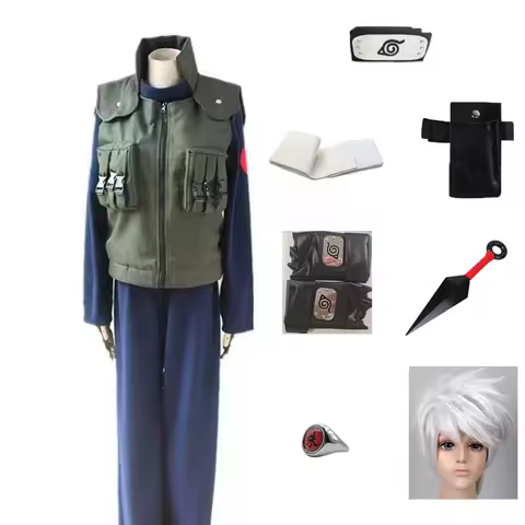 Kakashi Cosplay Costume Anime Ninja Hatake Uniform Set With Vest Top Pants Halloween Comic-Con Party