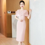 年輕時尚宴會禮服夏季新高貴媽媽裝結婚禮服喜婆婆婚宴連身裙
