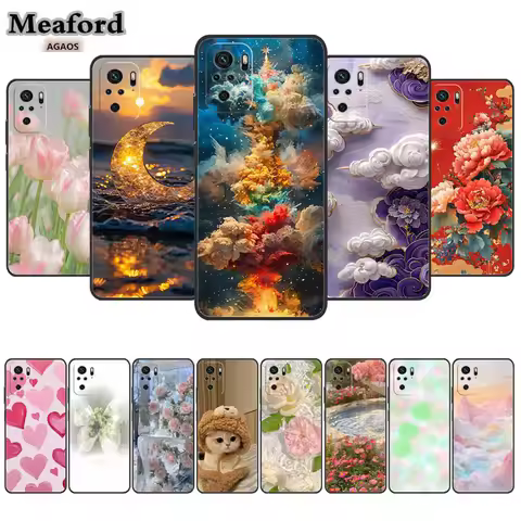 For Poco M5s TPU Case Soft Silicone Phone Back Cover for Xiaomi Poco M5s M 5S Flowers Girls Fundas P