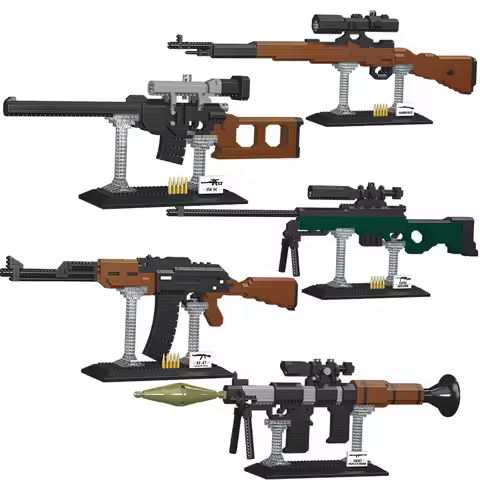 World War II Soviet Military Machine Gun AK-47 Assault Rifle AWM Sniper Rocket-Propelled Grenade Bui