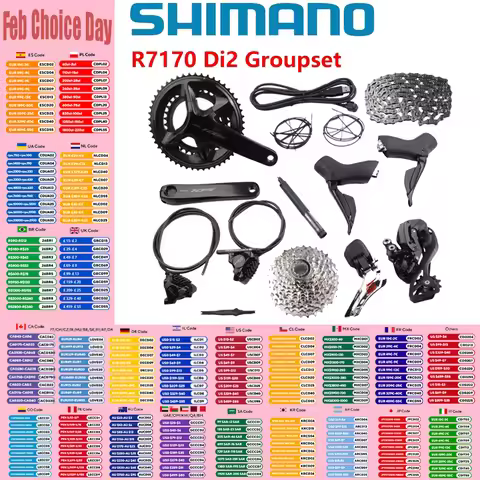 Shimano 105 Di2 Groupset R7170 2x12 Speed Groupset ST-R7170 Brake R7100 Crankset 165mm/170mm/172.5mm