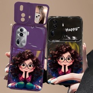 Girl With Lanyard Mirror Case Oppo Reno 8Z 7Z 9 8 7 Lite 6 5 Pro Plus 10 Pro+ 7Se R17 Find X3 Pro X5 Transparent Cute Cartoon Casing A93s A72 A53 A97 A32 A11X A9 A5 2020 Cover