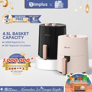 Simplus Air Fryer 4.5L 1300W Temperature Simple Knob Control 360°Hot Air Circulation Non-Stick Coati
