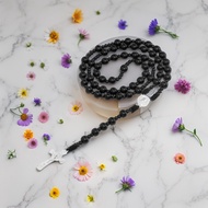 BLACK PAREL ROSARY CATHOLIC ROSARY NECKLACE/ CATHOLIC ROSARY NECKLACE CONTRACT/
