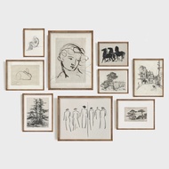Vintage Sketch Print Canvas Painting Neutral Eclectic Gallery Wall Art Livingroom Home Decor Retro A
