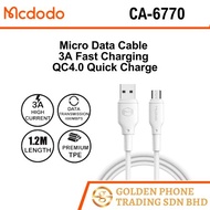 Mcdodo CA-6770 Micro USB Data Cable 1.2m Fast Charging 3A QC4.0 Quick Charge Ready Stock