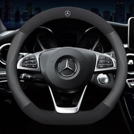 Car Steering Wheel Cover Leather For Mercedes Benz A C CLA E GLA GLC GLE S B CLS Class W204 W213 W212 W211 W176 W246 W245 W205 W216 W215 W117 W203 W207 W209 W219 W156 W253 W292 W166 W222 W221 Auto Breathable Styling Accessories