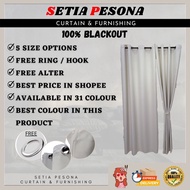 B19 Ready Made Curtain100%Blackout Siap Jahit Langsir (Free Hook/Ring)Langsir RAYA Kain Tebal 100%Po