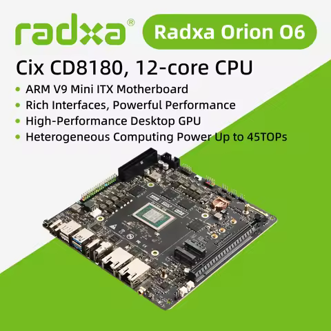 Radxa Orion O6, World's First Open Arm V9 Mini Itx Motherboard, 12-core Cpu, 28.8tops Npu, Lpddr5 An