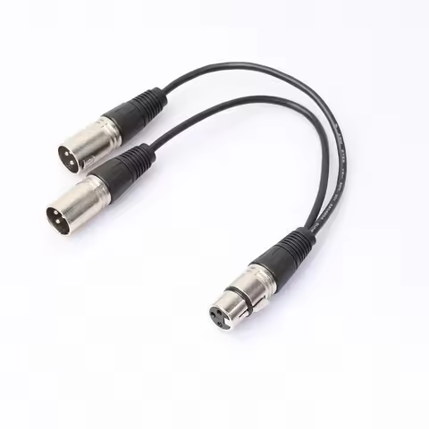 Silver Plug XLR 1 Female To 2 Male XLR 2 Male To Female Audio Microphone Adapter Cable High Quality 