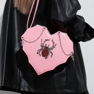 Unique Shape Bag Heart Design Spider Web Gothic Shoulder Crossbody Bag Women