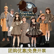 Holmes cos clothingParent-Child Detective Role-Playing Costume Sherlock Stage Costume Halloween