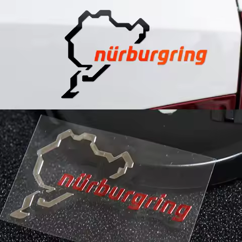 2x Car Sticker 3D 5X3cm Polished Chrome Racing Road Racing Nurburgring Funny Motor Stickers Decals V