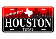 Houston Texas Greetings from Custom License Plate Auto ATV MOPED Motorcycle bike
