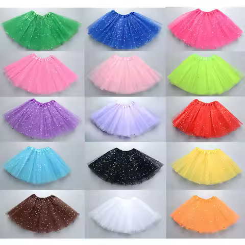 2 To 10 Yrs Star Glitter Girl Lush Skirt Three Layers Sequin Kid Ball Gown Children Ballet Tutus Flu