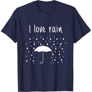 Men's cotton T-shirt I Love Rain Weather Cute Umbrellas Raindrops Spring Clouds T-Shirt Fast Shippin