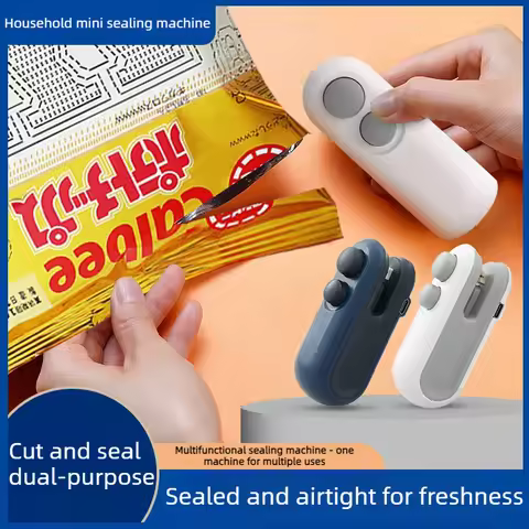 USB Rechargeable Mini Snacks Sealer 2 in 1 Food Bag Sealing Machine with Cutter Magnet for Plastic B
