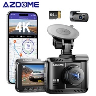 AZDOME 4K Dash Camกล้องด้านหน้าและด้านหลัง,4K+1080P Dual Dashกล้อง2.4นิ้วหน้าจอIPS,super Clear Night Vision Sony Sensor,WIFI 6,บลูทูธ,GPS,ฟรีการ์ด64GB,การตรวจจับการเคลื่อนไหว24Hโหมดที่จอดรถกล้องแดชบอร์ดWDR ,ประเภทC ปลั๊ก