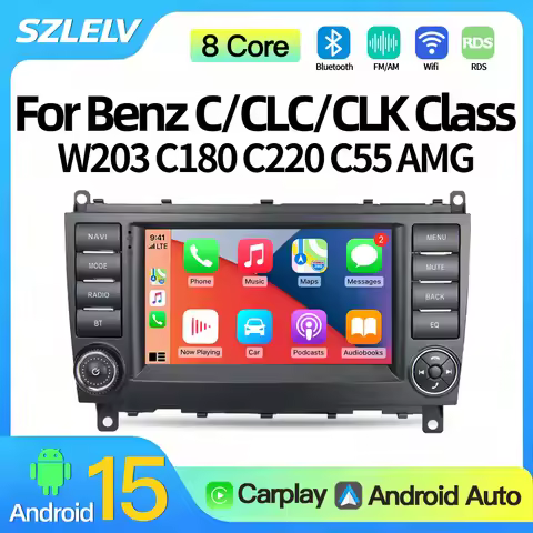 SZLELV Carplay Android Auto Car Radio Multimedia For Mercedes Benz CLC CLK C-Class W203 C180 C32 AMG
