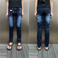 DSQ2 Men's Jeans, blue ribbed D2 logo, open buckle Seluar Jeans Lelaki Denim Jeans