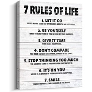 Pigort 7 Rules of Life Inspirational Quotes Wall Decoration Canvas Printing Home Office Art, C