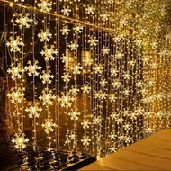 （ALLOER） 3m LED Snowflake Curtain Lights Romantic Christmas Curtain String Lights Fairy String Light