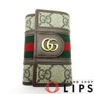 二手 Gucci Ophidia GG 鑰匙包 603732，PVC 材質，米色/ブラウン。