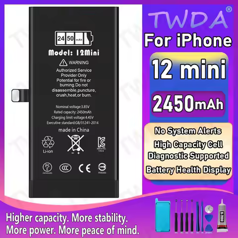 Diagnostic Battery 2450mAh show genuine part no pop up message For iPhone 12 mini New High Quanlity 