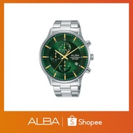 ALBA Philippines Green Dial Stainless Steel Strap AM3761X1 Chronograph Men's Watch 44mm