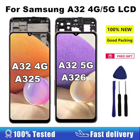 AMOLED A32 LCD For Samsung Galaxy A32 4G 5G LCD A325F A325M Display Touch Screen Digitizer For Samsu