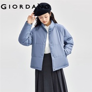 Giordano Women Cotton Coat Solid Color Stand Collar Raglan Sleeves Long Sleeve Cotton Coat Jacket Fa