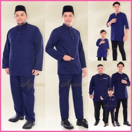 🌹BAJU RAYA 2024 NAVY BLUE🌹 Koleksi Warna Biru Navy Baju Lelaki Sedondon Ayah & Anak Baju Melayu & Ku