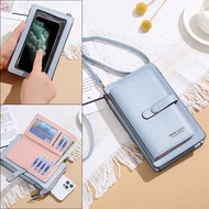 PU Leather Mobile Phone Bag Touch Screen Crossbody Bags Women Cover Multifunction Smartphone Wallet Case Shoulder Strap Pouch