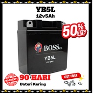 BOSSKU BATERI YB5L MOTOR BATTERY LC135 V1 EGO V1 LAGENDA 110 EX5-STARTER WAVE 100-STARTER ECO SPORT