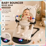 Baby Bouncer Chair with Music & LED Lights 4-Level Adjustable Infant Rocker Seat 0-24M