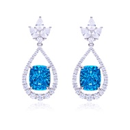 Mishangjewelry Square high carbon diamond S925 Silver plated white gold earrings 12.7CT