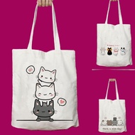 Totebag Tote bag Tas Sekolah Anak Remaja Lucu Gambar Kucing Tas Selempang Wanita