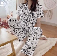 Snoppy Korean Sleepwear Pajama Cotton Set For Women Nightwear