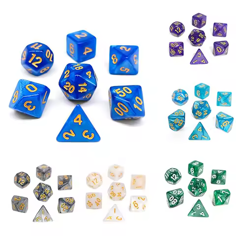 7Pcs/Set Pearl Dice Polyhedral Multi-Color DND Game Dice Number Decorations TRPG Games Board Games E
